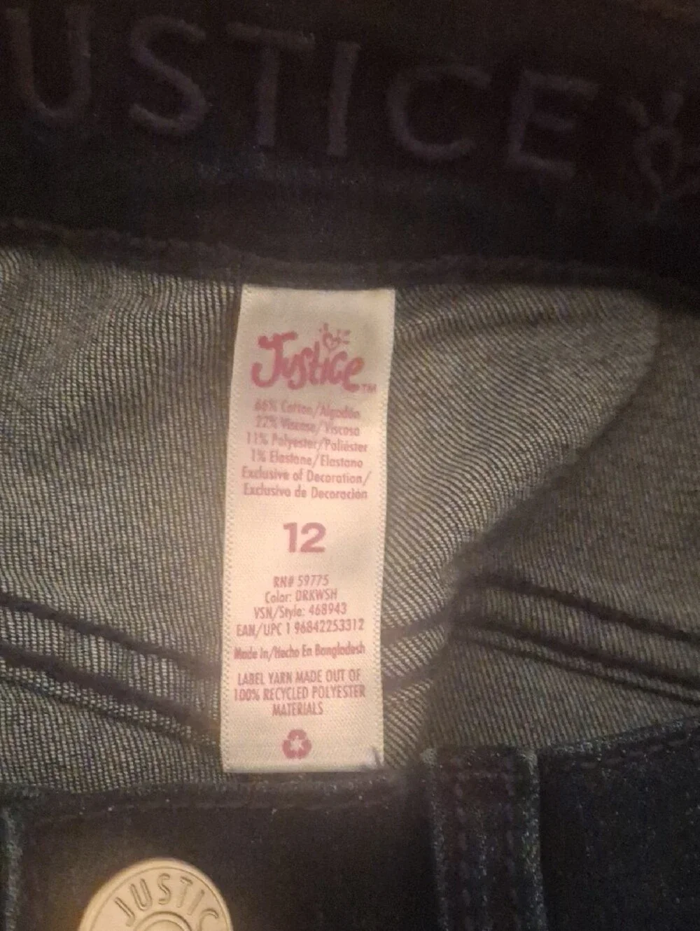 Justice Dark Blue Distressed Skinny Jeans